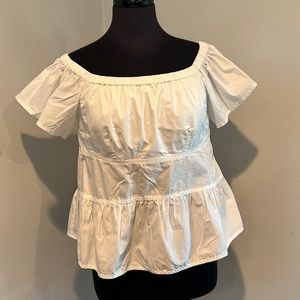 Rebecca Taylor white cotton ruffle blouse